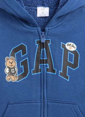 Gap Mavi ErkekÇocuk Kapüşonlıu Sweatshirt V-COZY LOGO FZ