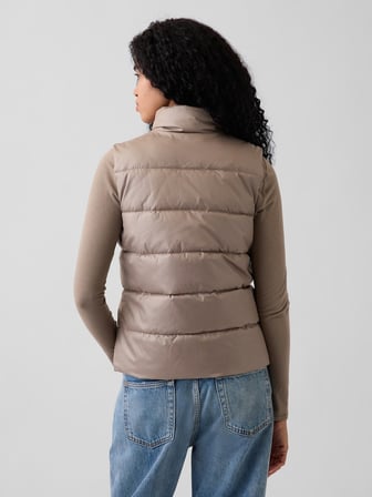 GAP V-FRCH LOGO LW PUFFER VEST KADIN BEJ YELEK 910105008