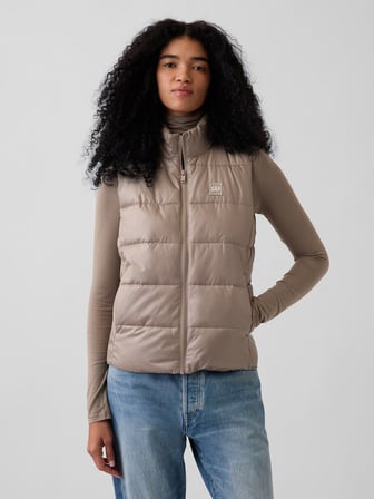 GAP V-FRCH LOGO LW PUFFER VEST KADIN BEJ YELEK 910105008