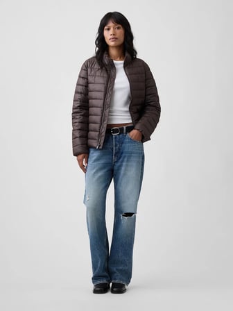 GAP V-FRCH LOGO LW PUFFER JKT KADIN KAHVERENGİ MONT 910106004