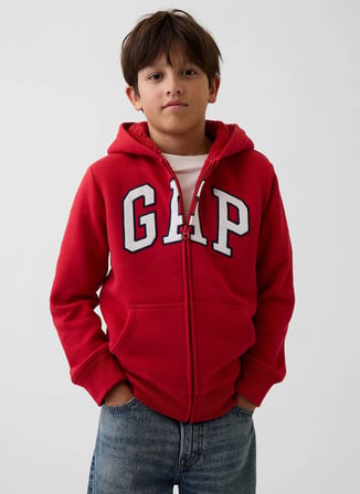 Gap Kırmızı Erkek Çocuk Kapoüşonlu Sweatshirt V-OC LOGO SHERPA FZ