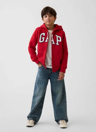 Gap Kırmızı Erkek Çocuk Kapoüşonlu Sweatshirt V-OC LOGO SHERPA FZ