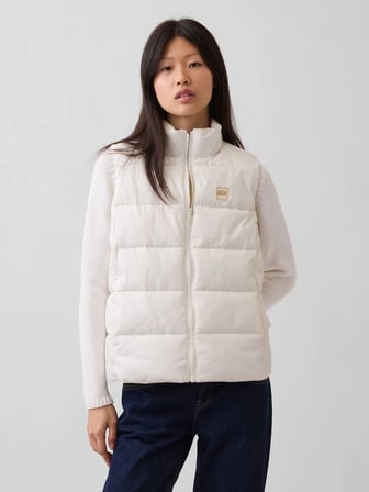 GAP V-FRCH LOGO LW PUFFER VEST KADIN BEYAZ YELEK 910105004