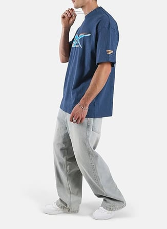 Reebok 100253015 80’S VECTOR T-SHIRT Lacivert Yuvarlak Yaka Regular Fit Baskılı Erkek T-Shirt
