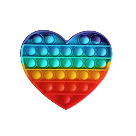 Pop It Duyusal Zihinsel Oyuncak  ( Rainbow Renk, Kalp )