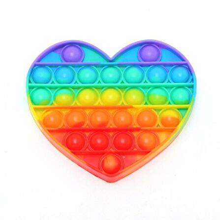 Pop It Duyusal Zihinsel Oyuncak  ( Rainbow Renk, Kalp )