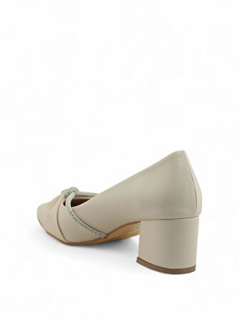 Kadın Kalın Ökçe Taşlı 6 Cm Topuklu Ayakkabı