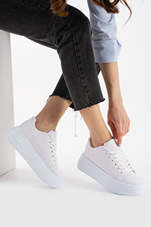 Yüksek Taban Düz Rahat Sneaker Spor Ayakkabı