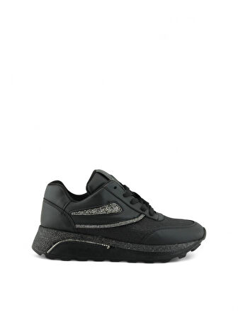 Kadın Hafif Poliüretan Kalın Taban Taşlı Çift Şeritli Günlük Spor Ayakkabı