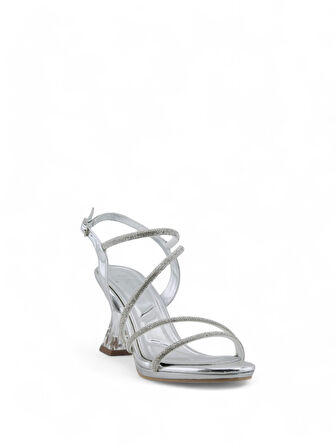 Kadın Şeffaf Topuklu Taşlı Abiye Ayakkabı