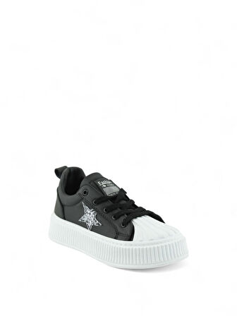 Kadın Beyaz Yüksek Termo Taban Yıldızlı Spor Ayakkabı