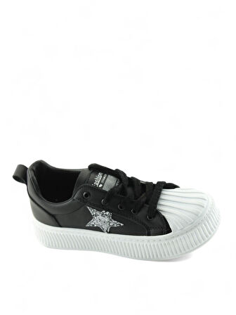 Kadın Beyaz Yüksek Termo Taban Yıldızlı Spor Ayakkabı