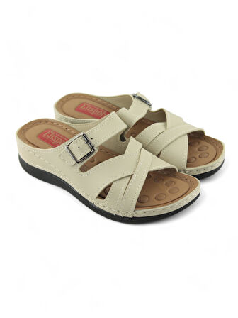 Kadın Üç Bantlı Tek Tokalı Terlik