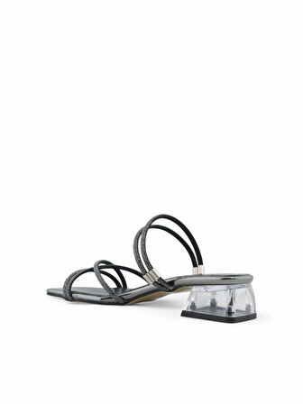 Kadın Şeffaf Kalın Topuklu Taşlı Saandalet