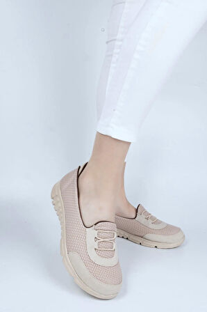 Kadın Fileli Rahat Memory Taban Bağlı Sneaker