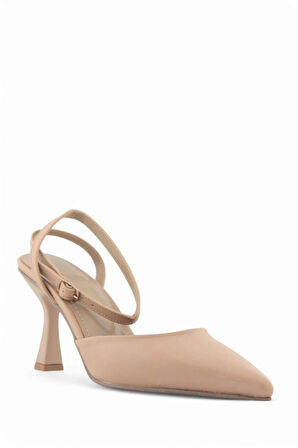 Kadın İnce Kadeh Topul Arka Çapraz Bantlı Burnu Kapalı Abiye Ayakkabı