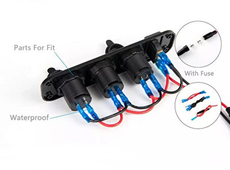 Çift Usb Araç Şarj Soketi Voltmetre Çakmaklık 12v Aç Kapa Anahtarlı