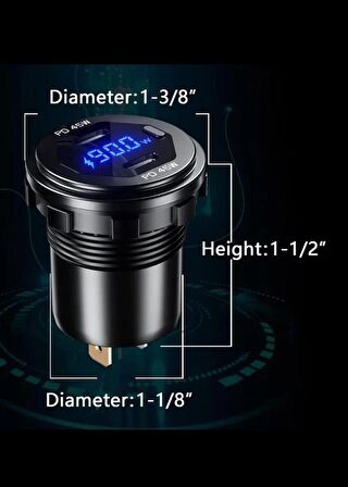 12-24volt Araç/tekne/motosiklet (quick)hızlı Şarj Voltmetre Usb/Type-C Port Yeşil ışık