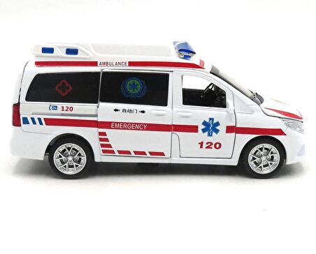 Işıklı, Sesli, Tüm Kapılar Açılabilir Çek Bırak Ambulans Çinko Döküm Malzeme 