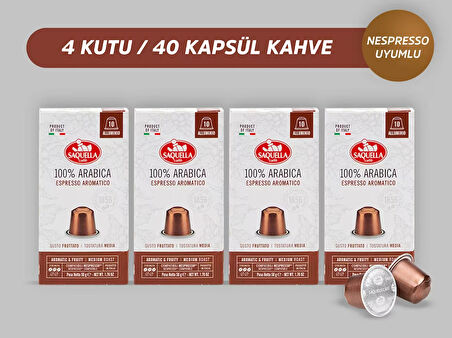 Saquella %100 Arabica Kapsül Kahve 40 Adet 4'lü Set