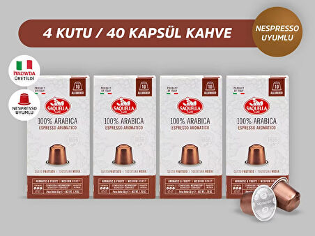 Saquella %100 Arabica Kapsül Kahve 40 Adet 4'lü Set