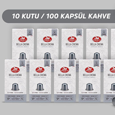 Saquella Bella Crema Kapsül Kahve 100 Adet 10’lu Set
