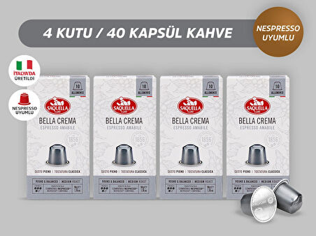 Saquella Bella Crema Kapsül Kahve 40 Adet 4'lü Set