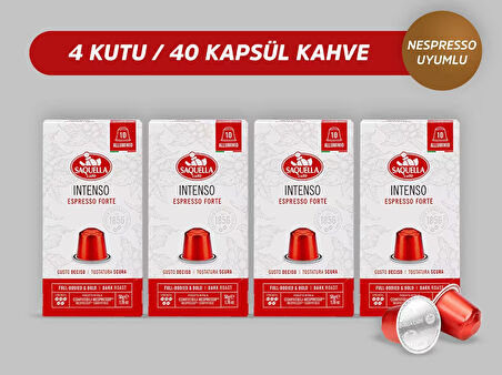 Saquella Intenso Kapsül Kahve 40 Adet 4'lü Set