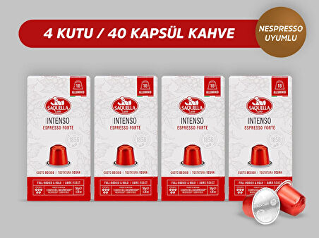 Saquella Intenso Kapsül Kahve 40 Adet 4'lü Set