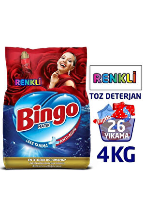 Bingo Matik Renkli Beyaz 4 kg + Renkli 4 kg Toz Çamaşır Deterjanı 2 li Set