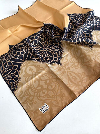 Levidor Tivil Saf İpek Eşarp 49215 Kahverengi Karışık Desen