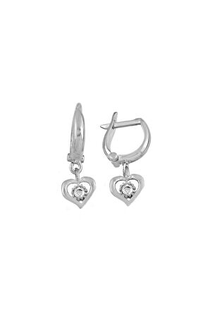 Zirkon Taşlı 925 Ayar Gümüş Kalp Küpe - K015401