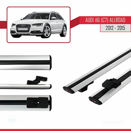 A6 (C7) Allroad 2012-2015 Arası ile Uyumlu BASIC Model Ara Atkı Tavan Barı Gri 2 Adet