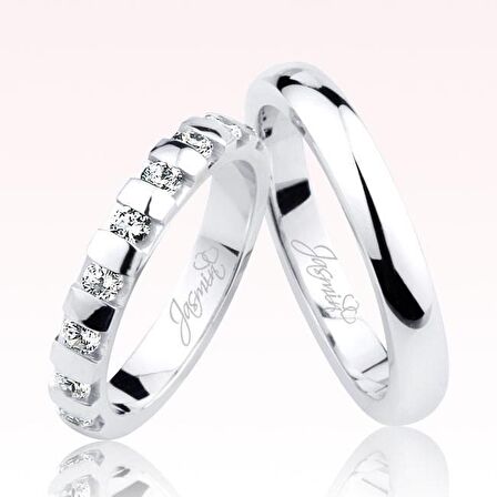 Harem Altın Beyaz Bombeli Taşlı Altın Alyans 1202-1