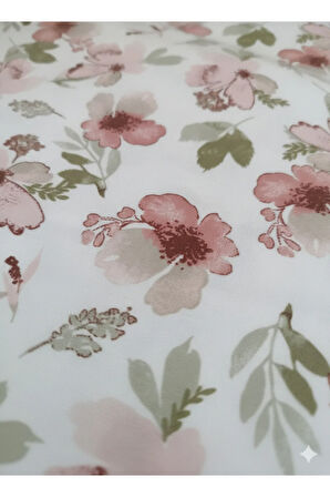 Makiteks %100 pamuklu çiçek desenli 120x200+50x70 cm tek kişilik lastikli çarşaf takımı