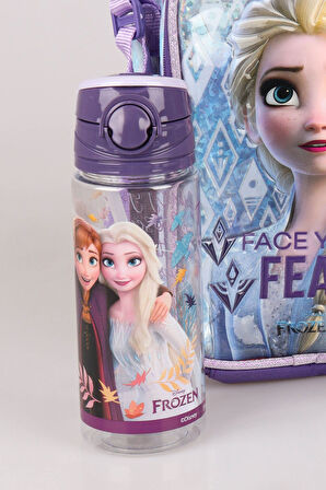 DEKOMUS LİSANSLI ELSA FROZEN "BESLENME ÇANTASI,BESLENME KABI VE 500 ML TRITAN MATARA OKUL BESLENME SETİ 