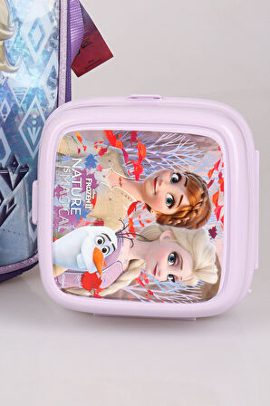 DEKOMUS LİSANSLI ELSA FROZEN "BESLENME ÇANTASI,BESLENME KABI VE 500 ML TRITAN MATARA OKUL BESLENME SETİ 