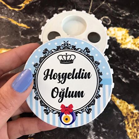 İsme Özel Uv Baskılı 30 Adet Erkek Bebek Açacak Magnet