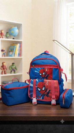 İLKOKUL 3 LÜ SET KAREKTER DESENLİ LAPTOP BÖLMELİ KALEMLİK,BESLENME ÇANTALI ERKEK ÇOCUK OKUL SIRT ÇANTASI