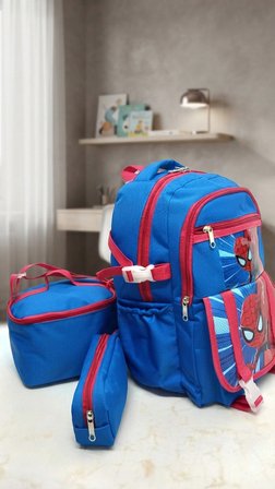 İLKOKUL 3 LÜ SET KAREKTER DESENLİ LAPTOP BÖLMELİ KALEMLİK,BESLENME ÇANTALI ERKEK ÇOCUK OKUL SIRT ÇANTASI