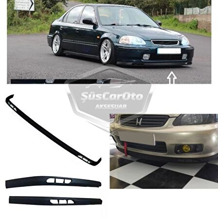 Honda Civic İES EK EJ 1996-2000 Uyumlu Üniversal Laguna Lip Esnek Ön Lip 2 Parça Tampon Altı Dil Karlık Ön Ek