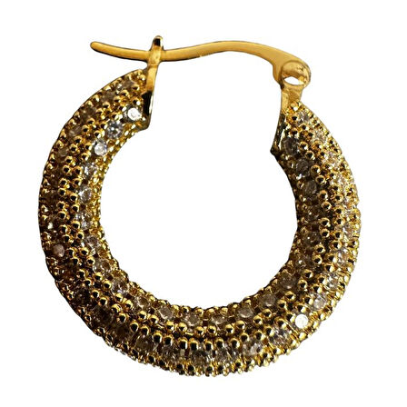 Uretti - İREM 3914 Zirkon Taşlı Su Yolu Model Çelik Halka Küpe