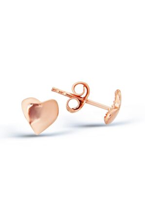 925 Ayar Gümüş Rose Kalp Küpe - K038201