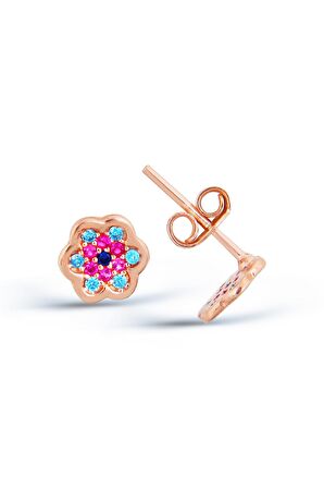 Zirkon Taşlı 925 Ayar Gümüş Çiçek Küpe - K039001