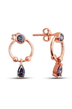 Mistik Taş Sallantılı 925 Ayar Gümüş Küpe - K043901