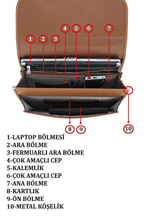 Case Club 2002 Erkek El Çantası 15.6'İnç Laptop Evrak 5 Bölmeli Su Geçirmez  Omuz Askılı