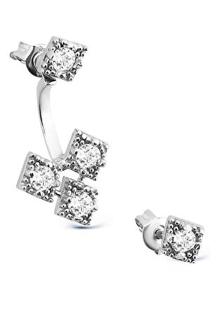 Zirkon Taşlı 925 Ayar Gümüş Küpe - K047001