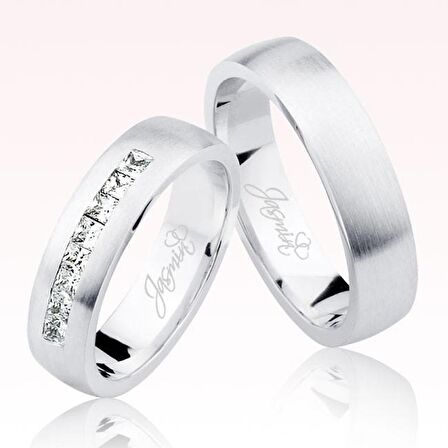 Beyaz Klasik Taşlı Altın Alyans 1205-1