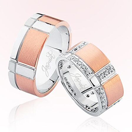 Rose Beyaz Altın Alyans 1205-2