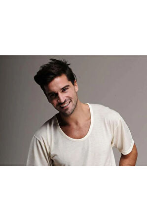 Erkek Ince Yün Termal Kısa Kol Bisiklet Yaka Içlik Woolmark Sertifikalı Ekoteks Belgeli